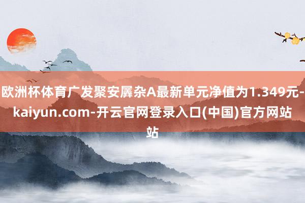 欧洲杯体育广发聚安羼杂A最新单元净值为1.349元-kaiyun.com-开云官网登录入口(中国)官方网站