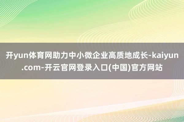 开yun体育网助力中小微企业高质地成长-kaiyun.com-开云官网登录入口(中国)官方网站