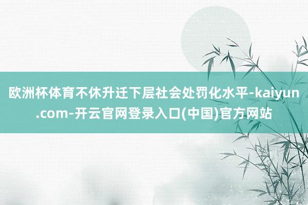 欧洲杯体育不休升迁下层社会处罚化水平-kaiyun.com-开云官网登录入口(中国)官方网站